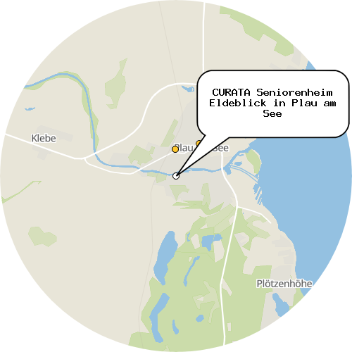 Kartenausschnitt für die Firma CURATA Seniorenheim Eldeblick in Plau am See