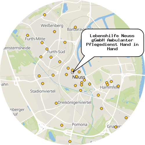 Kartenausschnitt für die Firma Lebenshilfe Neuss gGmbH Ambulanter Pflegedienst Hand in Hand