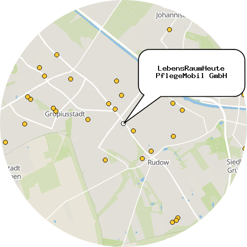 Kartenausschnitt für die Firma LebensRaumHeute PflegeMobil GmbH