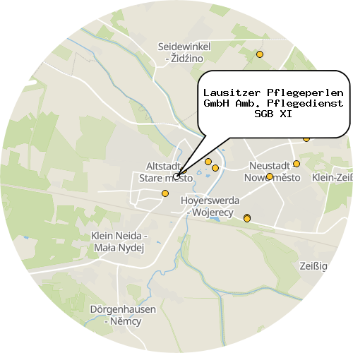 Kartenausschnitt für die Firma Lausitzer Pflegeperlen GmbH Amb. Pflegedienst SGB XI
