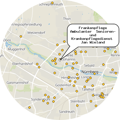 Kartenausschnitt für die Firma Frankenpflege Ambulanter  Senioren- und Krankenpflegedienst  Jan Wieland