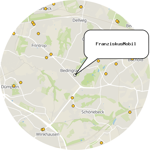 Kartenausschnitt für die Firma FranziskusMobil