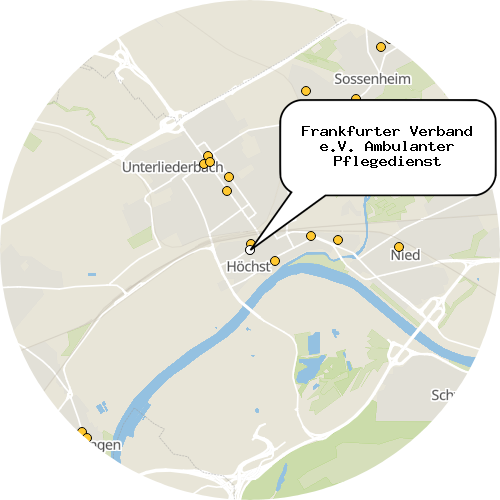 Kartenausschnitt für die Firma Frankfurter Verband e.V. Ambulanter Pflegedienst