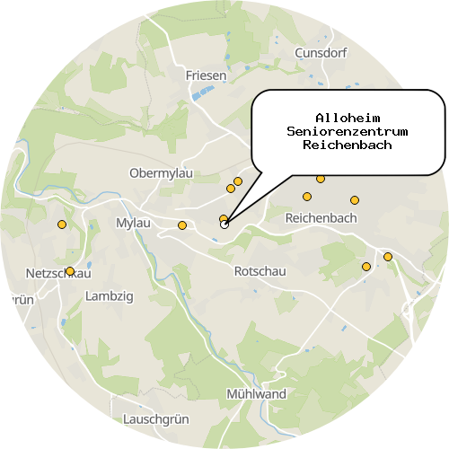 Kartenausschnitt für die Firma Alloheim Seniorenzentrum Reichenbach