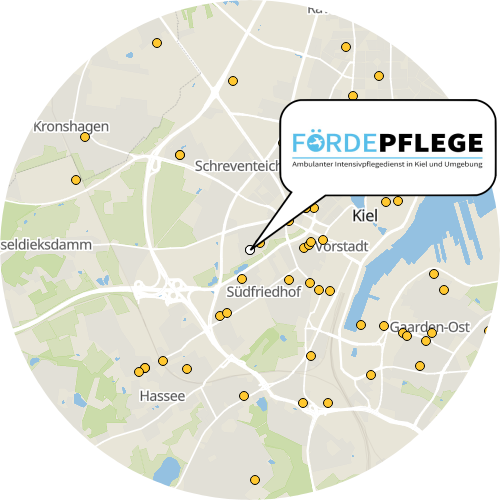 Kartenausschnitt für die Firma Fördepflege GmbH Kiel