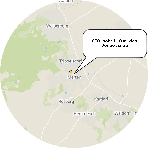 Kartenausschnitt für die Firma GFO mobil für das Vorgebirge
