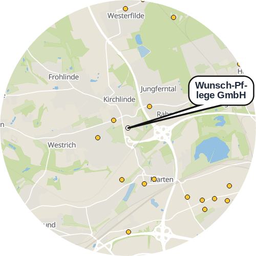 Kartenausschnitt für die Firma Wunsch-Pflege GmbH