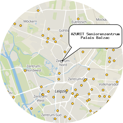 Kartenausschnitt für die Firma AZURIT Seniorenzentrum Palais Balzac
