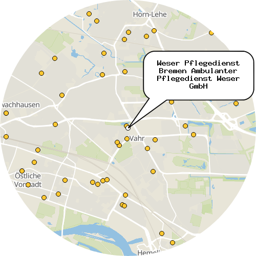 Kartenausschnitt für die Firma Weser Pflegedienst Bremen Ambulanter Pflegedienst Weser GmbH