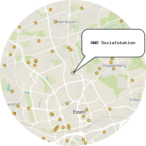 Kartenausschnitt für die Firma AWO Sozialstation