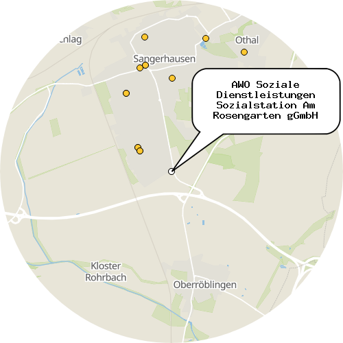 Kartenausschnitt für die Firma AWO Soziale Dienstleistungen Sozialstation Am Rosengarten gGmbH