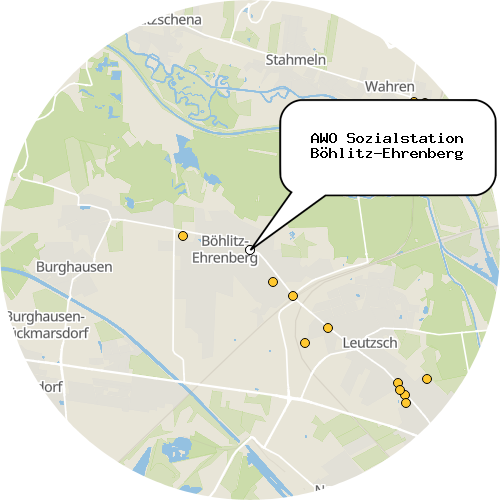 Kartenausschnitt für die Firma AWO Sozialstation Böhlitz-Ehrenberg