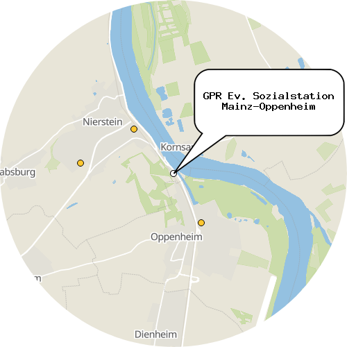 Kartenausschnitt für die Firma GPR Ev. Sozialstation Mainz-Oppenheim