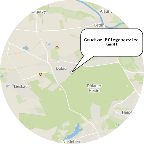 Kartenausschnitt für die Firma Gaudian Pflegeservice GmbH