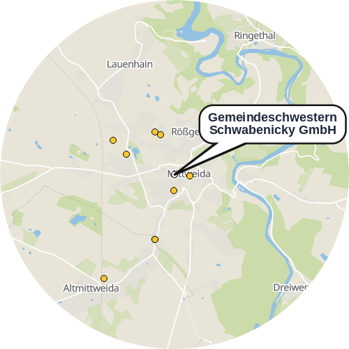 Kartenausschnitt für die Firma Gemeindeschwestern Schwabenicky GmbH