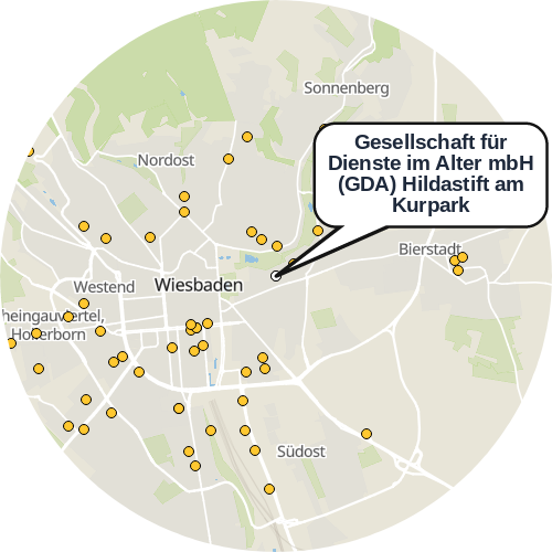 Kartenausschnitt für die Firma Gesellschaft für Dienste im Alter mbH (GDA) Hildastift am Kurpark
