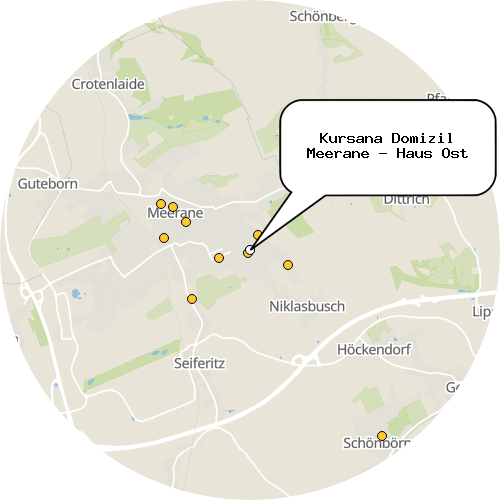 Kartenausschnitt für die Firma Kursana Domizil Meerane - Haus Ost