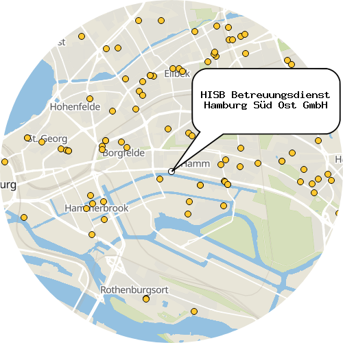 Kartenausschnitt für die Firma HISB Betreuungsdienst Hamburg Süd Ost GmbH