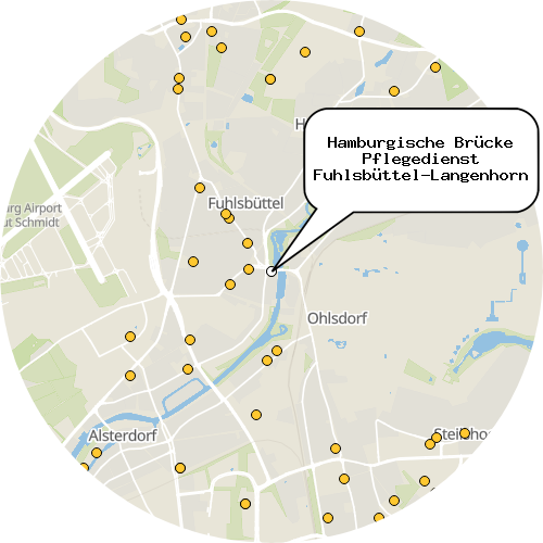Kartenausschnitt für die Firma Hamburgische Brücke Pflegedienst Fuhlsbüttel-Langenhorn