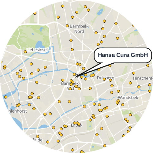 Kartenausschnitt für die Firma Hansa Cura GmbH