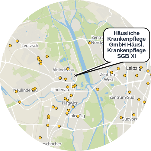 Kartenausschnitt für die Firma Häusliche Krankenpflege GmbH Häusl. Krankenpflege SGB XI