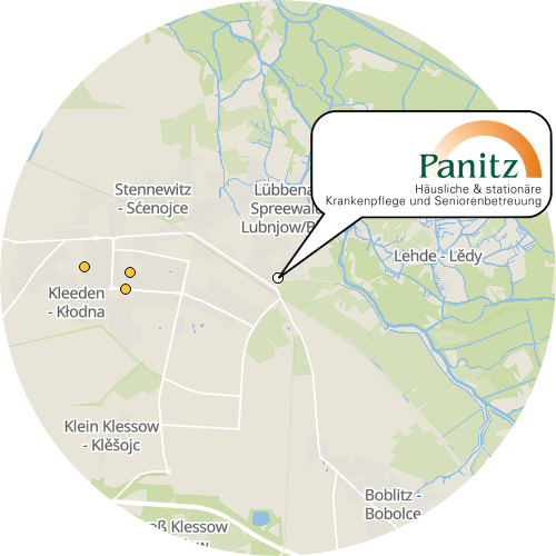 Kartenausschnitt für die Firma Häusliche Krankenpflege Petra Panitz + Altenpflegeheim "Spreemöwe"