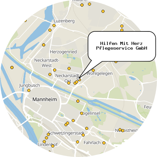 Kartenausschnitt für die Firma Hilfen Mit Herz Pflegeservice GmbH
