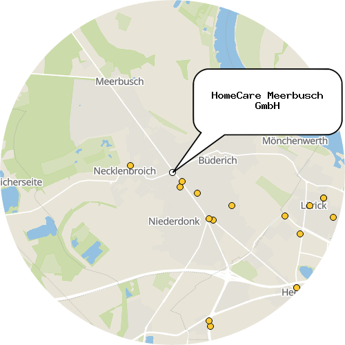 Kartenausschnitt für die Firma HomeCare Meerbusch GmbH