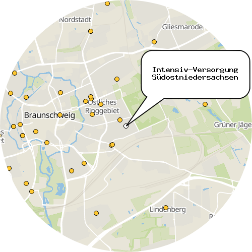 Kartenausschnitt für die Firma Intensiv-Versorgung Südostniedersachsen