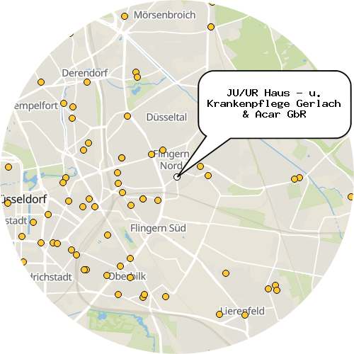 Kartenausschnitt für die Firma JU/UR Haus - u. Krankenpflege Gerlach & Acar GbR