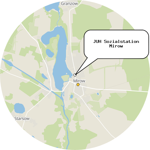 Kartenausschnitt für die Firma JUH Sozialstation Mirow