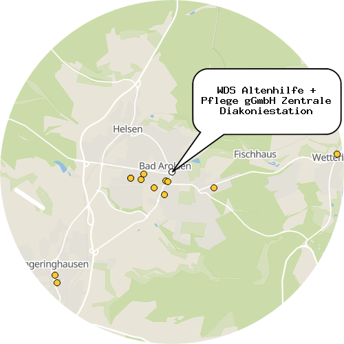 Kartenausschnitt für die Firma WDS Altenhilfe + Pflege gGmbH Zentrale Diakoniestation