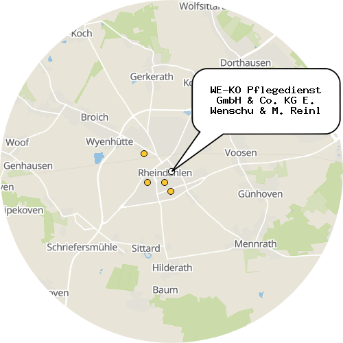 Kartenausschnitt für die Firma WE-KO Pflegedienst GmbH & Co. KG E. Wenschu & M. Reinl