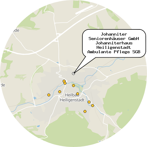 Kartenausschnitt für die Firma Johanniter Seniorenhäuser GmbH Johanniterhaus Heiligenstadt Ambulante Pflege SGB XI