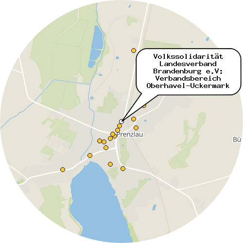 Kartenausschnitt für die Firma Volkssolidarität Landesverband Brandenburg e.V: Verbandsbereich Oberhavel-Uckermark Sozialstation Prenzlau