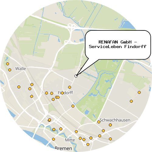 Kartenausschnitt für die Firma RENAFAN GmbH - ServiceLeben Findorff