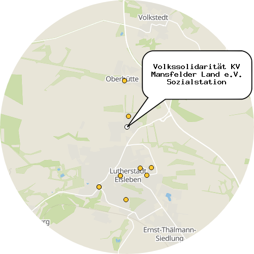 Kartenausschnitt für die Firma Volkssolidarität KV Mansfelder Land e.V. Sozialstation