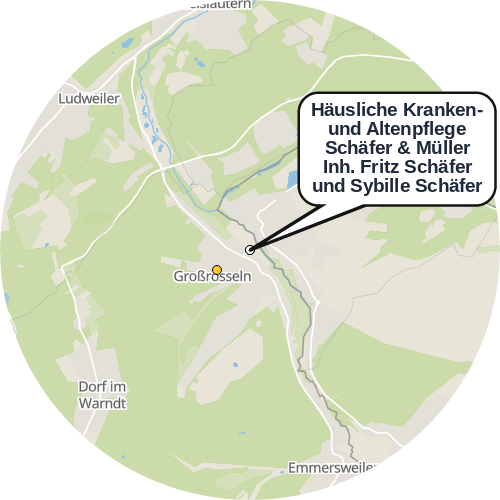 Kartenausschnitt für die Firma Häusliche Kranken- und Altenpflege Schäfer & Müller Inh. Fritz Schäfer und Sybille Schäfer