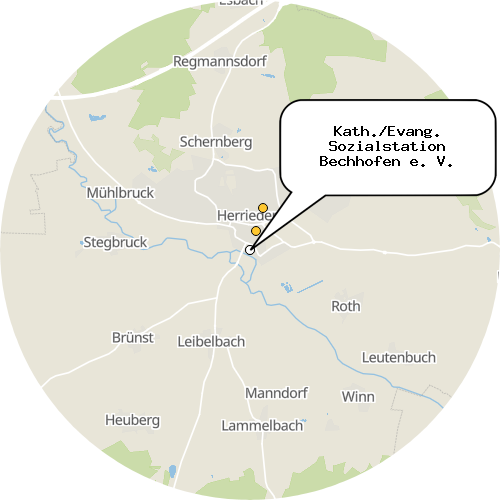 Kartenausschnitt für die Firma Kath./Evang. Sozialstation Bechhofen e. V.