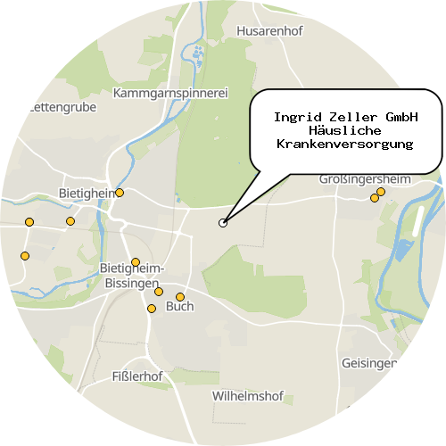 Kartenausschnitt für die Firma Ingrid Zeller GmbH Häusliche Krankenversorgung