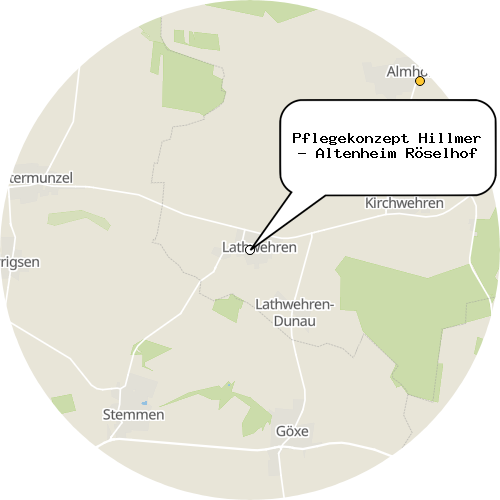Kartenausschnitt für die Firma Pflegekonzept Hillmer - Altenheim Röselhof