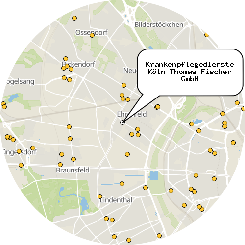 Kartenausschnitt für die Firma Krankenpflegedienste Köln Thomas Fischer GmbH