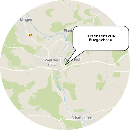 Kartenausschnitt für die Firma Altenzentrum Bürgerheim