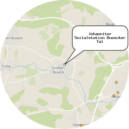Kartenausschnitt für die Firma Johanniter Sozialstation Busecker Tal
