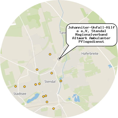 Kartenausschnitt für die Firma Johanniter-Unfall-Hilfe e.V. Stendal Regionalverband Altmark Ambulanter Pflegedienst