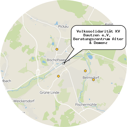 Kartenausschnitt für die Firma Volkssolidarität KV Bautzen e.V.  Beratungszentrum Alter & Demenz
