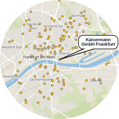 Kartenausschnitt für die Firma Kaisermann GmbH Frankfurt