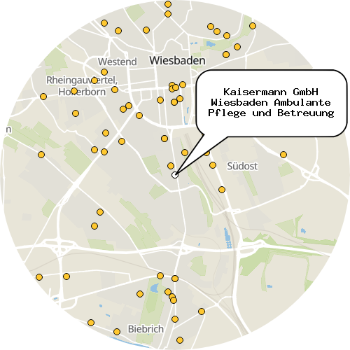 Kartenausschnitt für die Firma Kaisermann GmbH Wiesbaden Ambulante Pflege und Betreuung