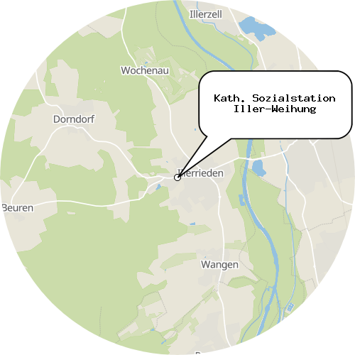 Kartenausschnitt für die Firma Kath. Sozialstation Iller-Weihung
