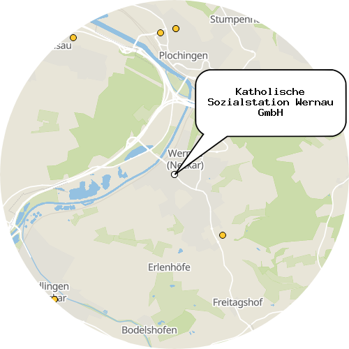 Kartenausschnitt für die Firma Katholische Sozialstation Wernau GmbH